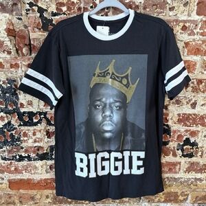 Horizon Biggie Smalls Crown Graphic T-Shirt Mens Large Black Ringer Hip Hop Tee